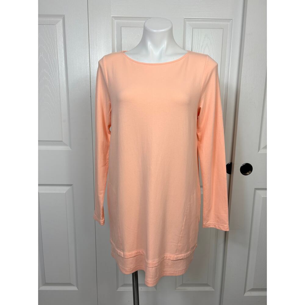 Pure Jill Coral Dust Pima Cotton Blend Pocket Rib Trim Tunic Top M Tall NWOT
